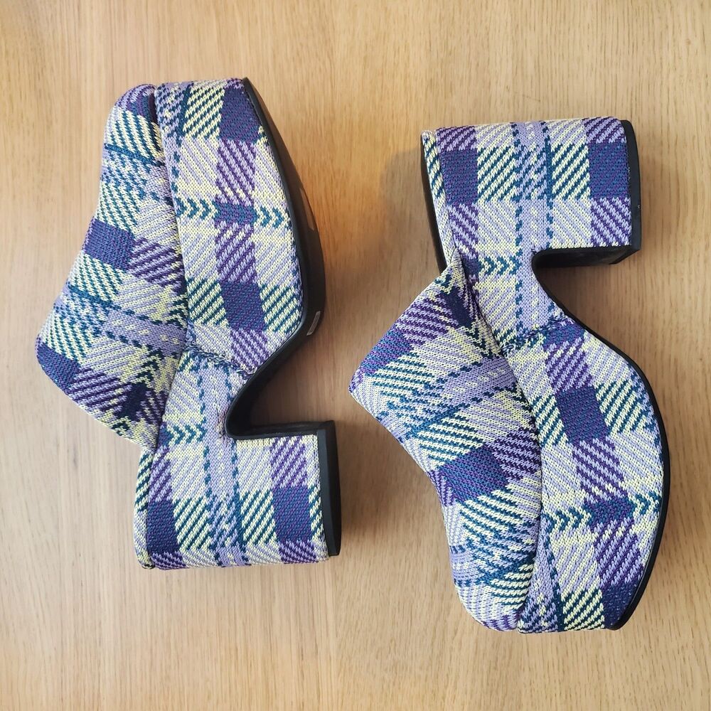 NEW Larroude Miso Purple Plaid Clogs - Picture 8 of 13
